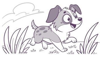 A cartoon dog running through tall grass vector