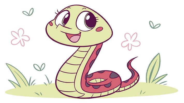 A cartoon snake with a big smile
