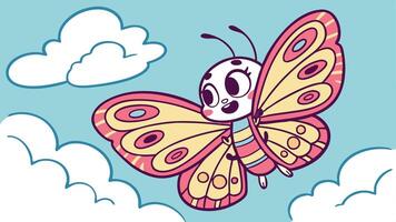 A cartoon butterfly flying in the sky vector