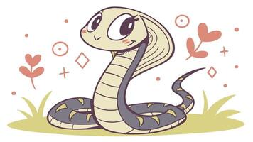 A cartoon snake with a heart around it vector