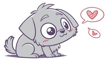 A cartoon dog with a heart and speech bubble vector
