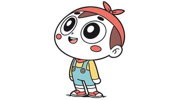 A cartoon character with a red hat and overalls vector