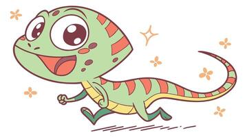 A cartoon lizard running with a smile on its face vector