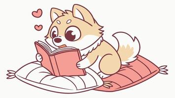 Shiba inu dog reading book vector