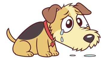 A cartoon dog with a sad face vector