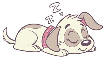 A cartoon dog sleeping with its head on its paws vector