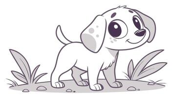 A cartoon dog standing in the grass vector