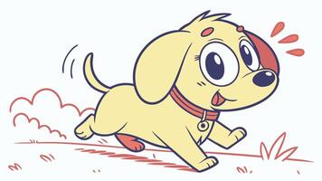 A cartoon dog running with a red collar vector