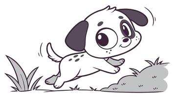 A cartoon dog running on a hill vector