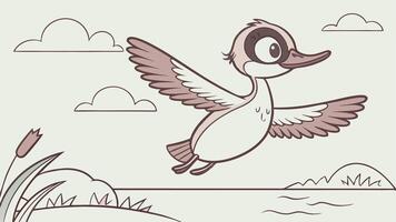 A cartoon duck flying over the water vector