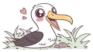 A cartoon bird with a heart on its beak vector