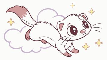 A cartoon ferret flying through the clouds vector