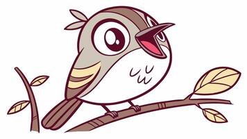 A cartoon bird sitting on a branch vector