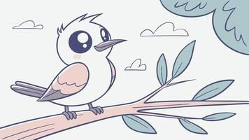 A cartoon bird sitting on a branch vector