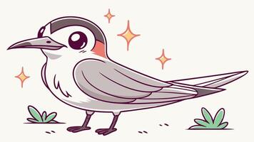 A cartoon bird with a red beak and white feathers vector