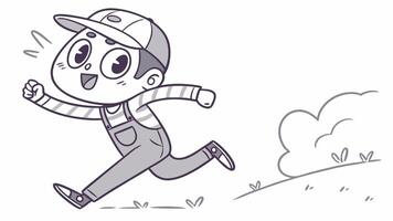 A cartoon boy running with a hat on vector