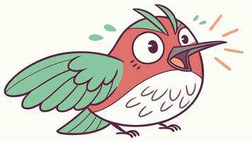 A cartoon bird with a green and red beak vector