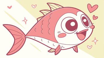 A cartoon fish with hearts on it's face vector