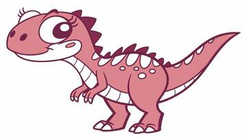 A cartoon dinosaur with a pink and white background vector