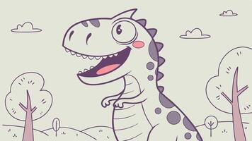 Cartoon dinosaur in the forest illustration vector
