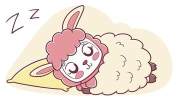 A cartoon sheep sleeping on a pillow vector