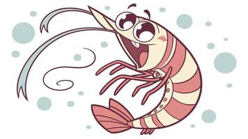Cartoon shrimp with a big smile on its face vector