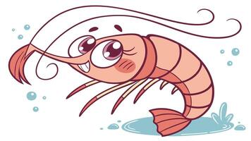 Cartoon shrimp with big eyes and a big mouth vector