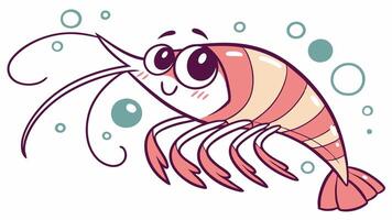 Cartoon shrimp with bubbles on a white background vector