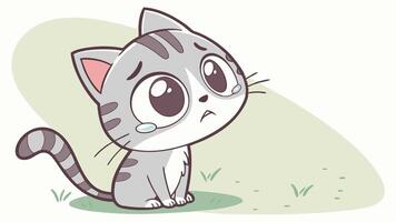 A cartoon cat sitting on the grass vector