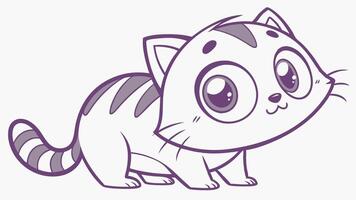 A cartoon cat with big eyes and a purple background vector