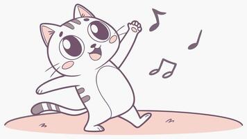 A cartoon cat dancing with music notes vector