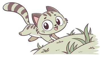 A cartoon cat running up a hill vector