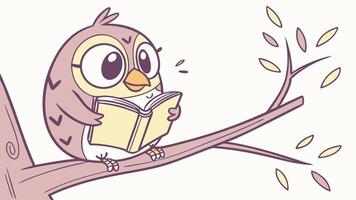 An owl is sitting on a branch reading a book vector