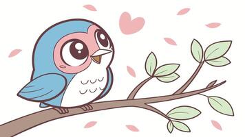 A cute little bird sitting on a branch vector