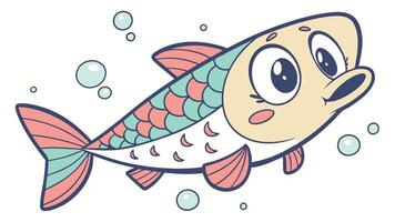 Cartoon fish with bubbles and bubbles vector