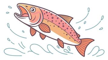 A cartoon fish jumping out of the water vector