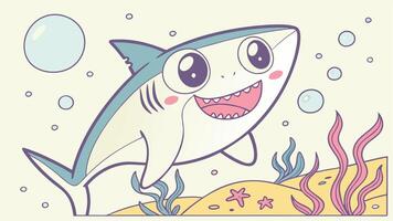 A cartoon shark with a smile on its face vector