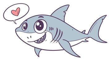 Cartoon shark with heart and speech bubble vector