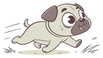 A cartoon pug dog running in the grass vector