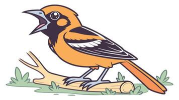 A cartoon bird sitting on a branch vector
