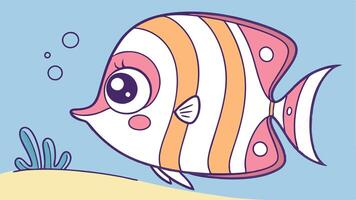 A cartoon fish with a pink and white face vector