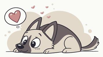 A cartoon dog with a heart above it vector