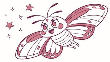 A cartoon butterfly with stars on it's wings vector