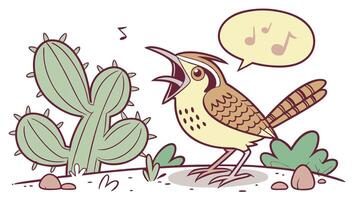 Cactus bird singing vector