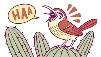 Cactus bird with speech bubble illustration vector