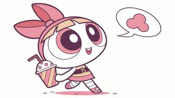 A cartoon character holding a cup of ice cream vector