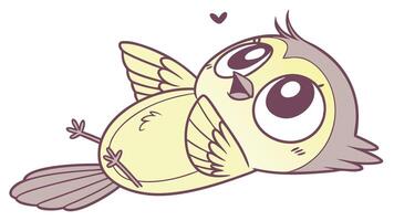 A cartoon bird with big eyes and a heart vector