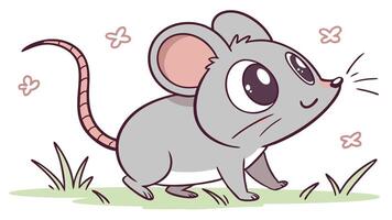 Cartoon mouse with big eyes and pink nose vector