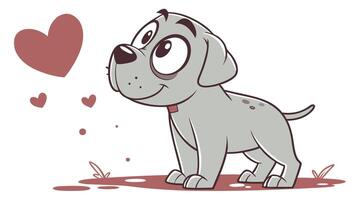 A cartoon dog with a heart in front of it vector