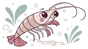 Cartoon shrimp with a big head and eyes vector